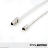 Coax RG 59 kabel, IEC til F, 3 m, han/han