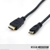 Mini HDMI til HDMI kabel, 3m, han/han