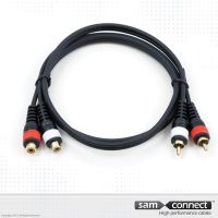 2x RCA til 2x RCA forlængerkabel, 3m, hun/han