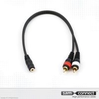 3.5mm mini Jack til 2x RCA kabel, 0.3m, hun/han