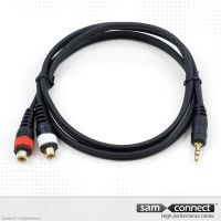 2x RCA til 3.5mm mini Jack kabel, 0.3 m, hun/han