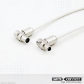 Coax RG 59 kabel, IEC vinklet stik, 3 m, han/hun